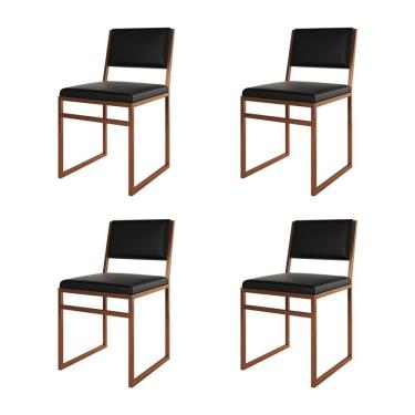 Imagem de Kit 4 Cadeiras Industrial Isa Assento Corino Base Cobre para Mesa Sala Cozinha Home - C...