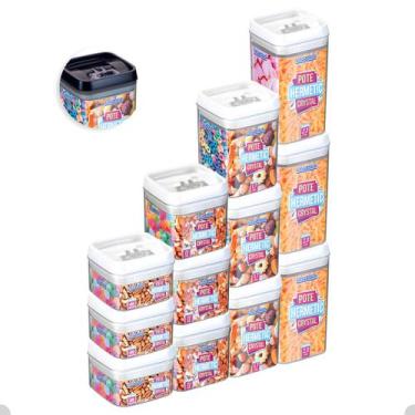 Imagem de Kit Com 12 Potes Herméticos De Acrílico Porta Mantimentos - Injeplaste