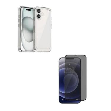 Imagem de Película 3D de Vidro Privacidade + Capa Silicone TPU Para Iphone 16 Pl