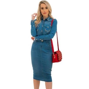 Imagem de Saia Jeans Midi  l  Mix Nativa, Azul aço, 50