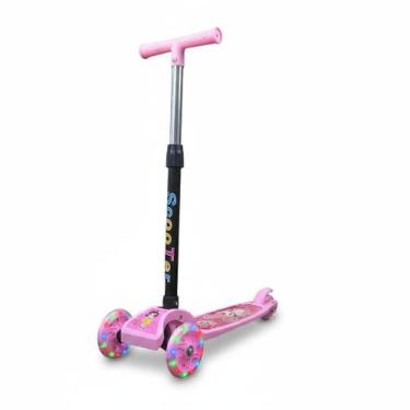 Imagem de Patinete Menina Rosa Dobrável LED nas Rodinhas  Alumínio  3 anos  Supo