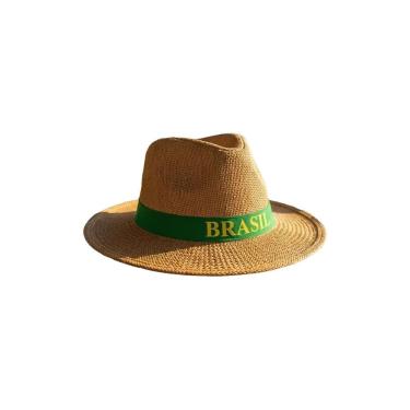 Imagem de 6UN Chapéu Malandrinho Brasil Marrom Palha Festa Junina
