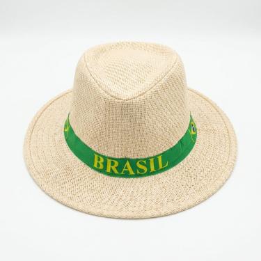 Imagem de 12UN Chapéu Malandrinho Brasil Bege Palha Festa Junina