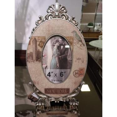 Imagem de Porta Retrato Oval de Linho Prata - Via Decor