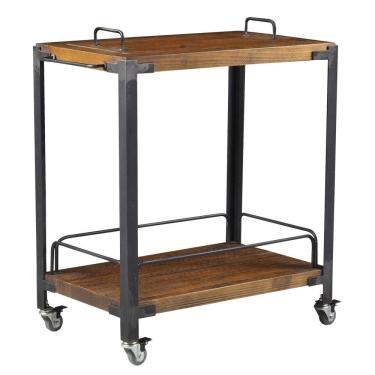 Imagem de Carrinho de Churrasco Albury Grafite Madeira Maciça Rustic Brown G54 2 Prateleiras 66CM Gran Belo