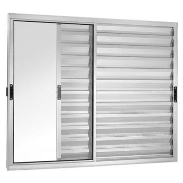 Imagem de Janela Veneziana 3 Folhas Móveis sem Grade Vidro Liso 100x120 Ecosul E