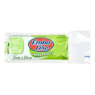 Imagem de Saco De Lixo - Verde Com 60und + Brinde 15l Reforçado  Kit 2un - Higip