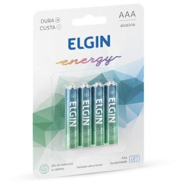 Imagem de Pilha Alcalina AAA LR03 1,5V Elgin Energy Blister com 4 Pilhas Palito 