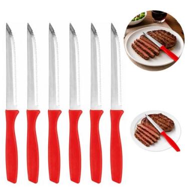 Imagem de Conjunto 60 Facas De Mesa Vermelha 21cm Talheres Luxo - Fratelli