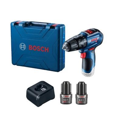Imagem de Parafusadeira Furadeira de Impacto Bosch para Uso Profissional GSB 12V-30 com 2 Baterias e Maleta 120W Azul 12V