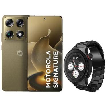 Imagem de Smartphone Motorola Signature 512GB Verde - 5G + Smartwatch Motorola 4