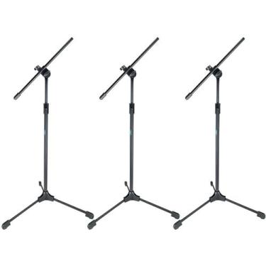 Imagem de Kit 3 Pedestal Suporte Para Microfone Estante Girafa Trava Rápida ASK