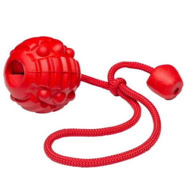 Imagem de Brinquedo Porta Petisco com Corda e Apito para Cães Vermelho - HERCULE