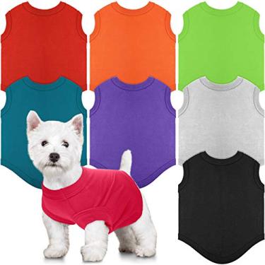 Imagem de 8 peças de camisetas para cães para animais de estimação, roupas em branco, camisetas macias de verão para cães respiráveis e simples camisetas de algodão para filhotes para a maioria dos cães, gatos, animais de estimação (G)