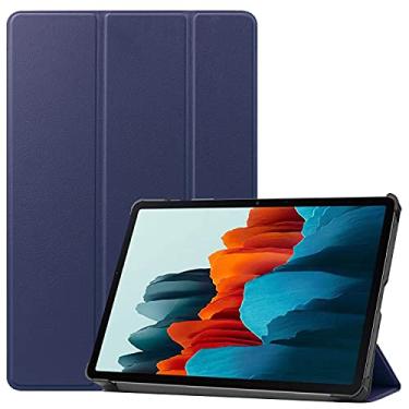 Imagem de Caso ultra slim Para Samsung Galaxy Tab S7 11 polegadas 2020 T870 / 875 Tablet Case Lightweight Trifold Stand PC Difícil Coverwith Trifold & Auto Wakesleep Capa traseira da tabuleta (Color : Blue)