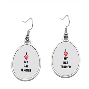 Imagem de Brinco Rat Terrier - I Love Rat Terrier Brincos pendurados para meninas - Presente de festa de aniversário dos namorados