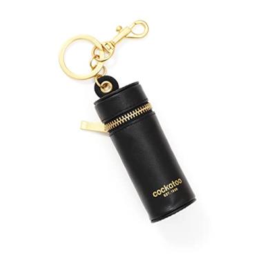 Imagem de Cockatoo Nappa Leaeher Porta-batom com zíper e chaveiro, Preto