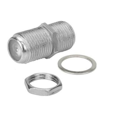 Imagem de Emenda Para Cabo Coaxial Femea Rosca Com Porca E Arruelas