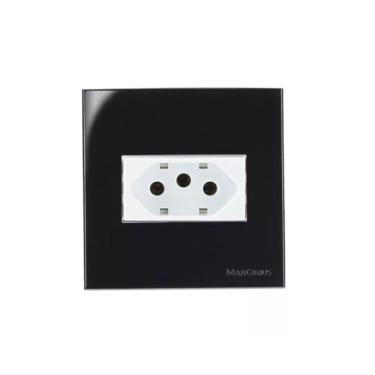 Imagem de Tomada Embutir 3 Pinos 10a 70x70mm Preto Movel Drywall Gesso Granito Pedra Marmore Margirius