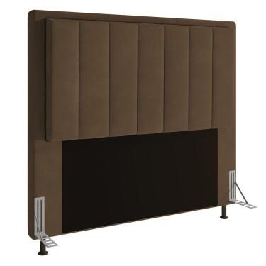 Imagem de Cabeceira Opala Cama Box Casal 140cm Suede Marrom