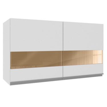 Imagem de Armário Aéreo Madesa Acordes 100% MDF 120 cm - 2 Portas Vidro Reflex Branco Brilho