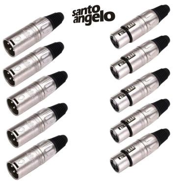 Imagem de Kit Plug Xlr Santo Angelo Macho Fêmea 10 Pç Microfone Canon