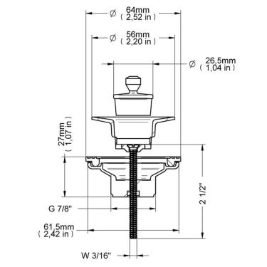 Imagem de Válvula de Saída de Água VSA Docol Universal Luxo com Tampa de Metal