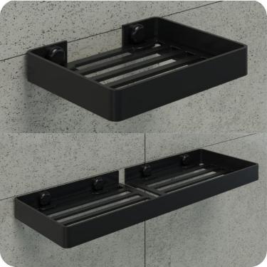 Imagem de Kit Porta Sabonete e Shampoo Parede Para Banheiro Preto Plus