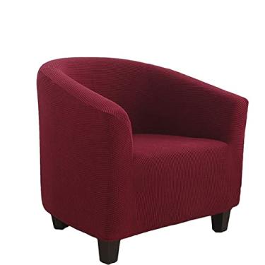 Imagem de Capa de cadeira de clube para poltronas, capa de poltrona de alta elasticidade, protetor de móveis para sala de estar, capas traseiras de asa removíveis (1 peça vinho tinto)