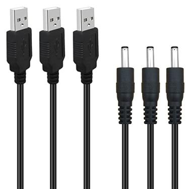 Imagem de SCOVEE Pacote com 3 cabos de alimentação 5 V CC USB para DC 3,5 mm x 1,35 mm Conector adaptador conector conector conector plugue de carregamento