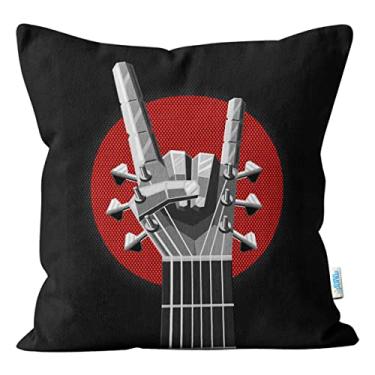 Imagem de Almofada Guitarra Baixo 45x45 Decoração Quarto Rock And Roll