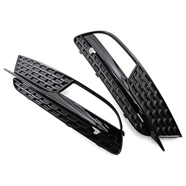 Imagem de JESYMBX 1 par/2 peças dianteiro esquerdo e direito para-choque lâmpada de neblina tampa da lâmpada de neblina dianteira de corrida grade de pára-choques inferior compatível com Audi A5 2012 2013 2014 2015 2016 8T0807681H 8T0807682H preto