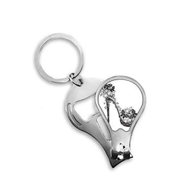 Imagem de Sapatos de salto alto flor borboleta padrão cortador de unhas abridor chaveiro tesoura