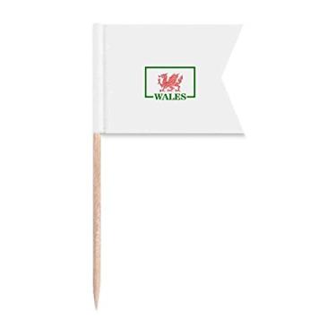 Imagem de Bandeira de dragão caixa galesa art déco presente bandeiras de palito de dente moda marcação para bolo festa comida prato de queijo