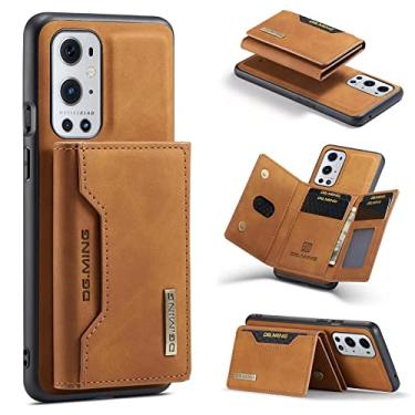 Imagem de Capa de telefone estilo carteira 2 em 1 estilo retrô com função de suporte magnético para OnePlus 9RT N200 N20 N2 9R Ace 10R 9 10 Pro 5G 4G Capa traseira protetora à prova de queda (marrom, OnePlus Ace)