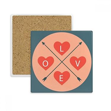 Imagem de Dia dos Namorados Rosa Azul Amor Quadrado Porta-copos Caneca Suporte Subplaca Pedra Isolamento
