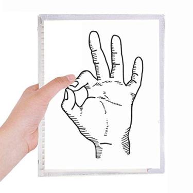 Imagem de Caderno de desenho de linha OK com estampa de gesto de folhas soltas diário recarregável artigos de papelaria
