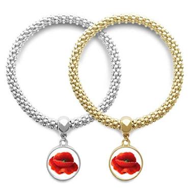 Imagem de DIYthinker Pulseira de milho com pintura de flor vermelha para amante da arte de milho pingente, joia para presente de casal