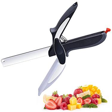 Imagem de Tesoura de comida, cortador inteligente, cortador de frutas, cortador de legumes, cortador fácil de cortar, tesoura de cozinha inteligente 2 em 1 para piqueniques e legumes, rápido e fácil manual