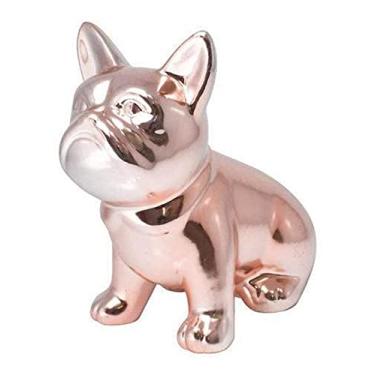 Imagem de Enfeite Cachorro Buldogue Francês Rose Gold De Porcelana 7Cm