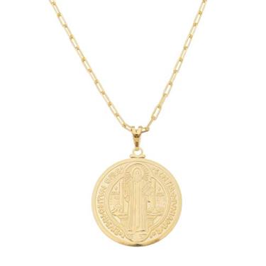 Imagem de Colar Com Medalha Extra Grande São Bento Banhado Top