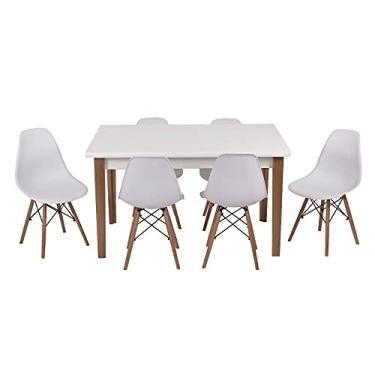 Imagem de Conjunto Mesa de Jantar Luiza 135cm Branca com 6 Cadeiras Eames Eiffel - Branco