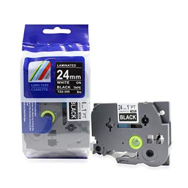 Imagem de Fita Refil Compatível TZ-355 Tze-355 Preta 24mm para Rotulador Brother PT-D600 PT-D610BT PT-E500 PT-E550W PT-P700 PT-P750W PT-2700 PT-7600