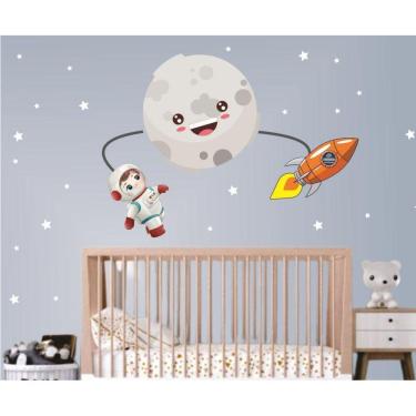 Imagem de Adesivo De Parede Infantil Astronauta Lua E Foguete