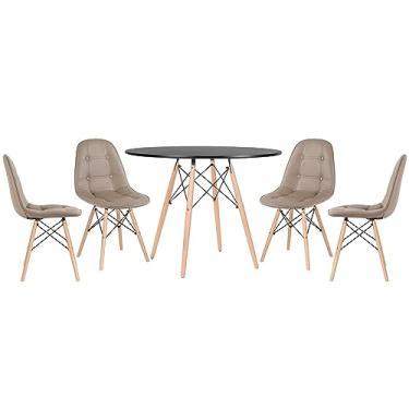 Imagem de Loft7, Mesa redonda Eames 100 cm + 4 cadeiras estofadas Eiffel Botonê