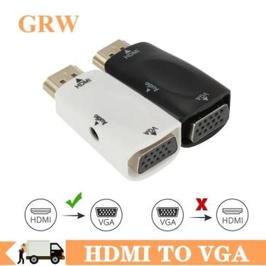Imagem de GRWIBEOU-HDMI para adaptador VGA  conversor de áudio e vídeo para PC  laptop  TV Box  monitor de