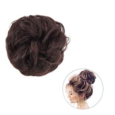 Imagem de Mulheres Bun Scrunchies 1 pçs ao redor no cabelo rabo de cavalo rosquinha coque acessórios de cabelo para mulheres sintético bagunçado cacheado ondulado chignon com envoltório de elástico Pão (Color