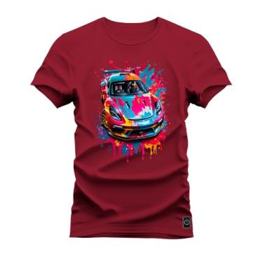 Imagem de Camiseta Plus Size Unissex Algodão 100% Algodão Carro Mega Colores Bordo G4