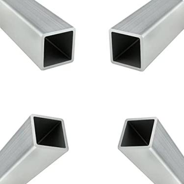 Imagem de Mssoomm Tubo quadrado de alumínio 20 mm x 20 mm x 54,33 polegadas / 1380 mm Espessura da parede 1 mm Pacote com 4, 6061 Tubo reto sem costura 4 peças