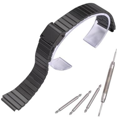 Imagem de MCXGL Pulseira de aço inoxidável de 18 mm compatível com Casio A700W, A158WA A168WA AE1000, pulseira de relógio de substituição unissex (preto)